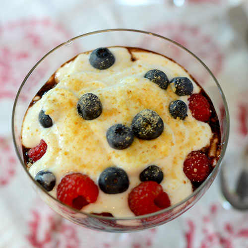 Greek yogurt, fat-free, blueberries, raspberries, cherry concentrate, dessert, low-fat, healthy