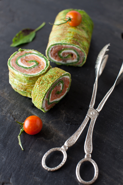 Spinach & Basil Smoked Salmon Roll