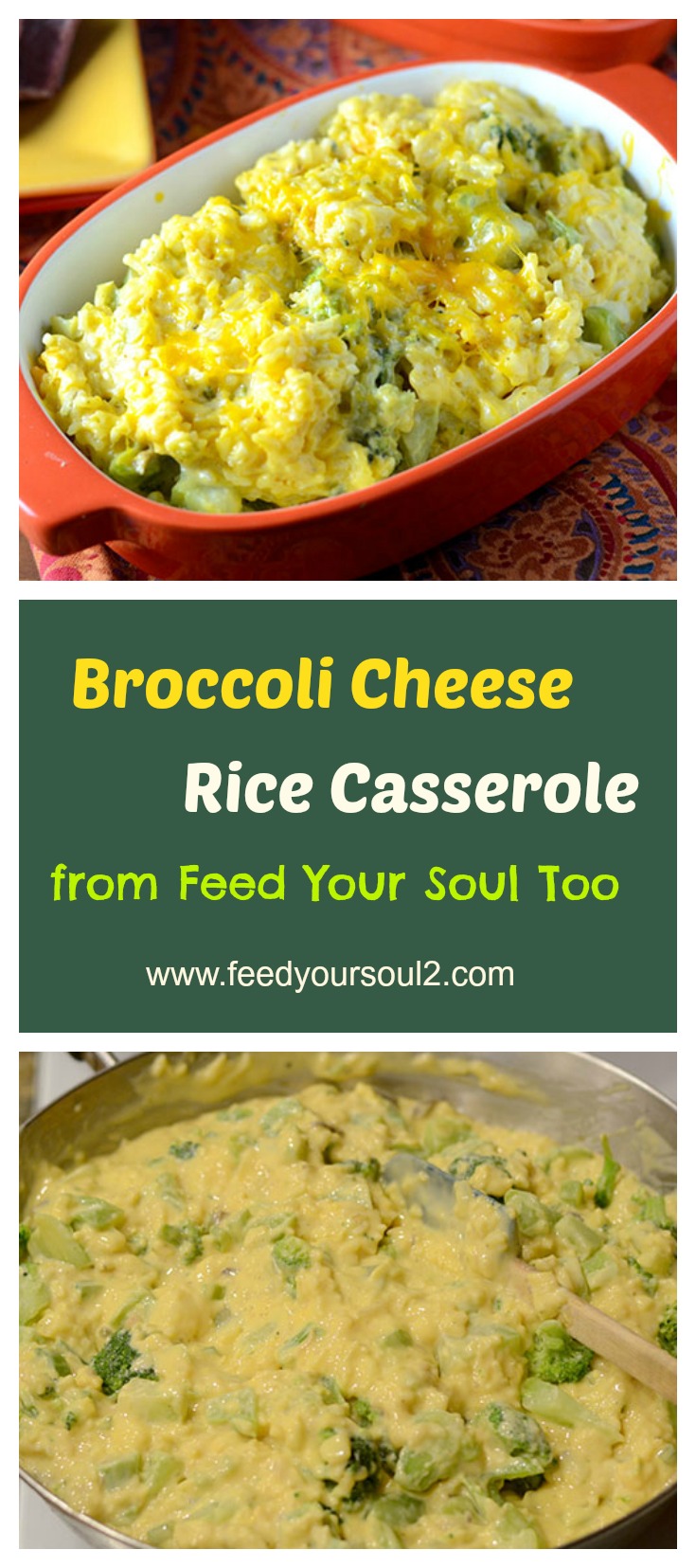 Broccoli Cheese Rice Casserole #sidedish #broccoli #casserole | feedyoursoul2.com"