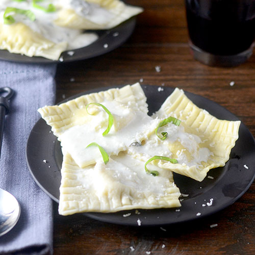 Ravioli with a Basil Cream Sauce Feed Your Soul Too