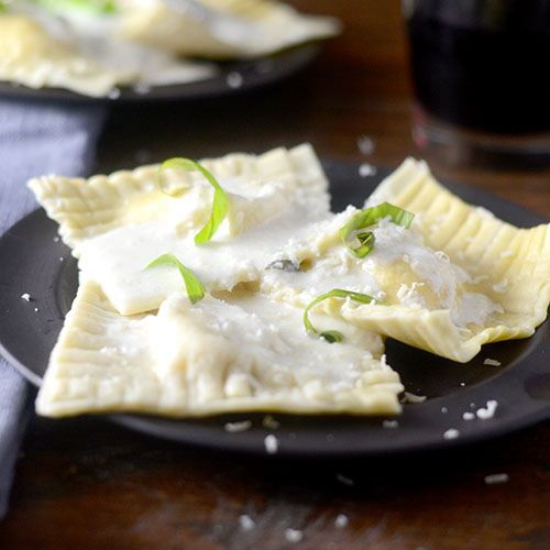 Ravioli with a Basil Cream Sauce Feed Your Soul Too