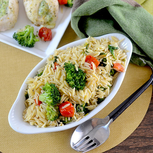 Broccoli Orzo with Barber Chicken