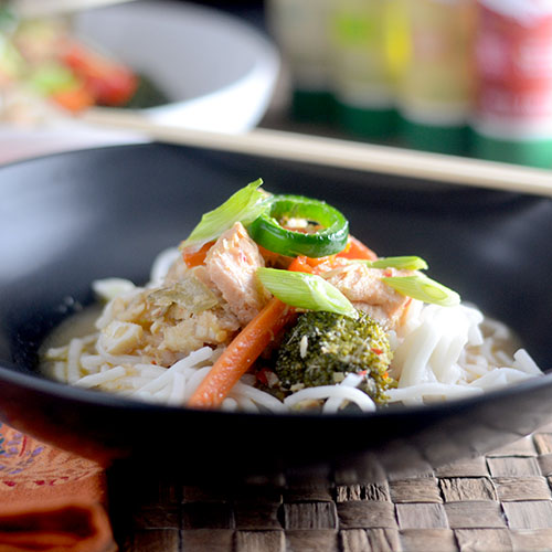 Asian Salmon with Rice Noodles