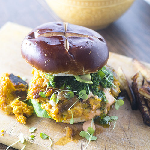 Vegan Spicy Chickpea Burger from Feed Your Soul Too