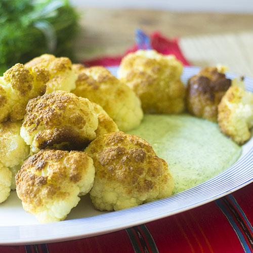 Fried Cauliflower with Herbed Labneh #Appetizer #cauliflower #labneh #middleeasternfood| feedyoursoul2.com