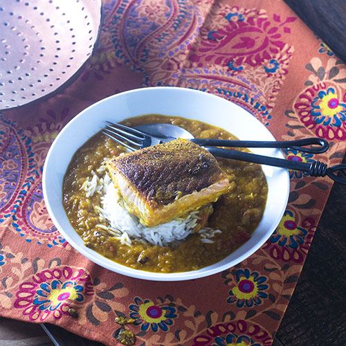 Indian Spiced Salmon in a Curry Sauce from Feed Your Soul Too
