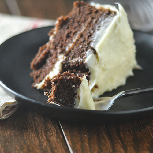 Lightened Up GF Chocolate Cake Cream Cheese Frosting from Feed Your Soul Too