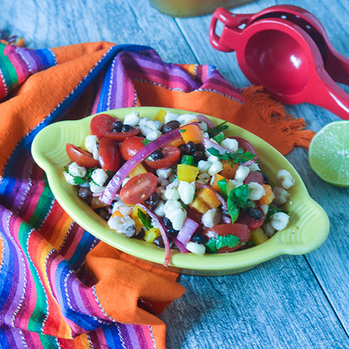 Hominy Black Bean Salad #saladecipes #hominy #Mexicanrecipes #glutenfree | feedyoursoul2.com