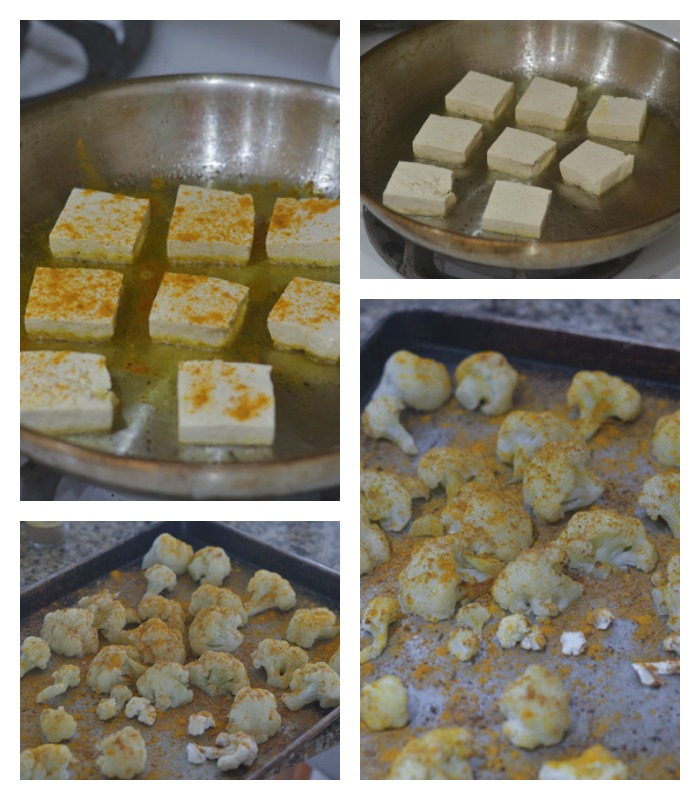Prepping of the Tofu and the Cauliflower