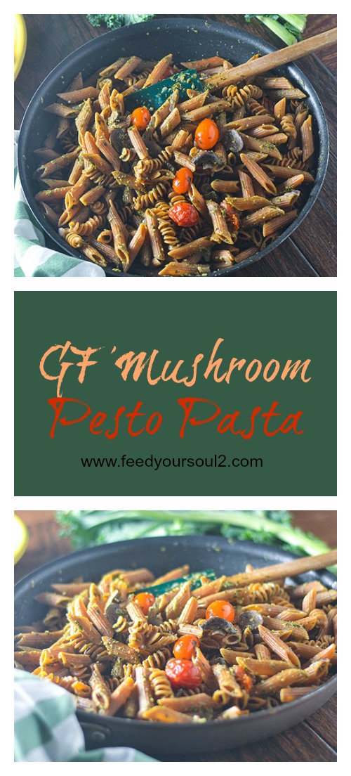 GF Mushroom Pesto Pasta #vegan #pasta #pesto #Italianfood | feedyoursoul2.com