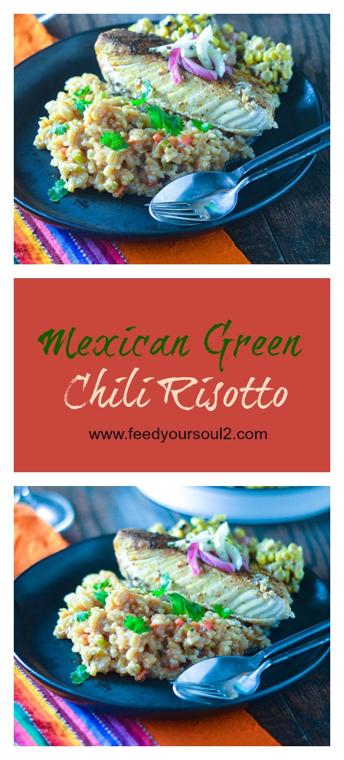Mexican Green Chili Risotto l #Mexicanfood #Italianfood #rice #onepotmeal | feedyoursoul2.com