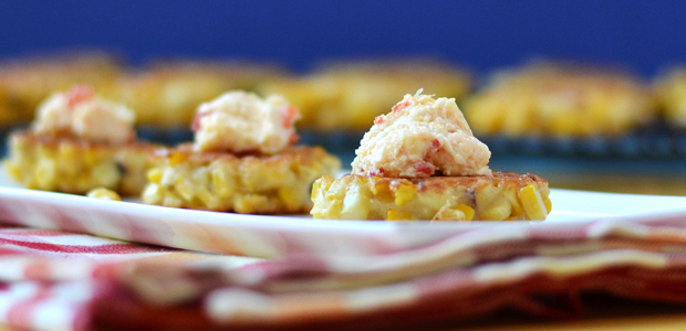 Corn Fritter topped with Pimento Cheese