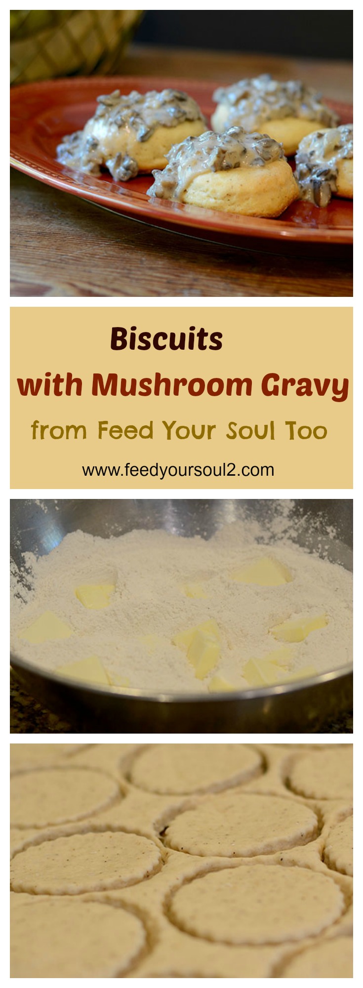 Biscuits with Mushroom Gravy #Biscuits #Southernfood #mushrooms | feedyoursoul2.com
