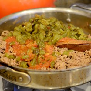 Roasted veggies added to meat 500