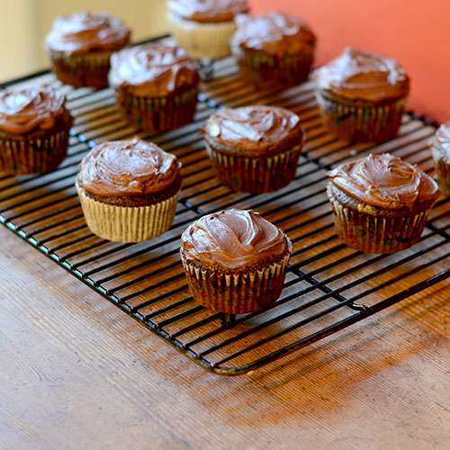 Chocolate Cupcakes with Pumpkin Cream Cheese Filling