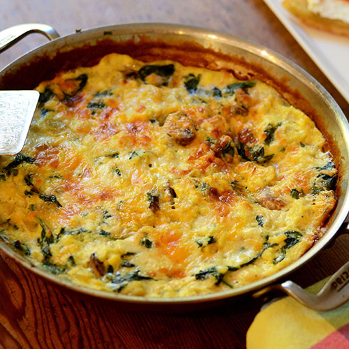 Egg Frittata with Mushrooms, Onions, Spinach and Cheese Feed Your