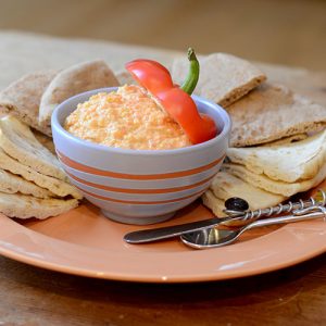 Red Pepper Hummus low angle 500