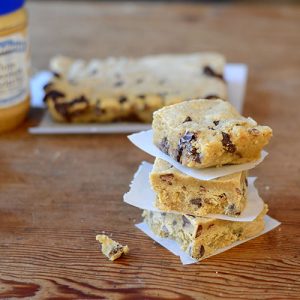 Vanilla Peanut Butter Chocolate Chip Cookie Bars 60 degree 500