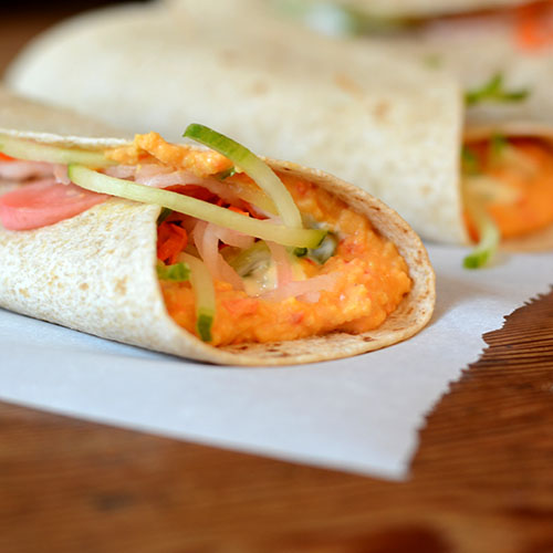 Red Pepper Hummus Roll Ups