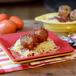 Italian Turkey Meatballs On red plate 500