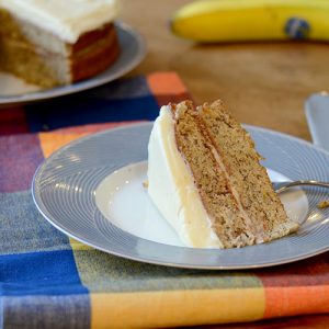 Banana Cake with Cream Cheese Frosting Straight left 500