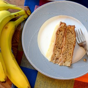 Banana Cake with Cream Cheese Frosting Top down 500