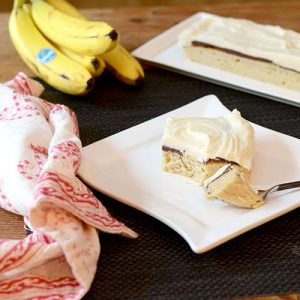 Banana Fudge Layer Cake from Feed Your Soul Too "Banana Fudge Layer Cake #cake #bananas #fudge / feedyoursoul2.com"