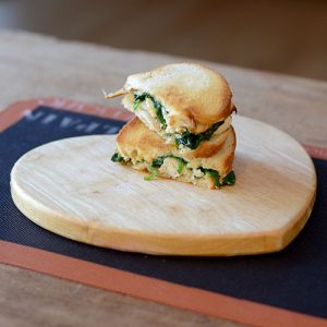 Grilled Turkey Cheese Spinach Sandwich 60 degree angle 500