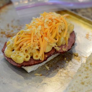 Pastrami and Mac N Cheese Sandwich Cheese added 500