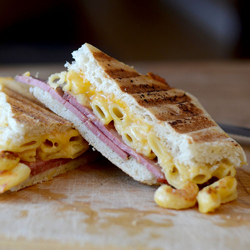 Pastrami and Mac N Cheese Sandwich