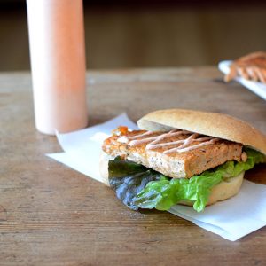 Cajun Salmon Sandwich Low angle 500