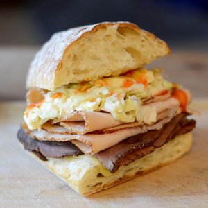 Buffalo Turkey Slaw Sandwich Close angle 500