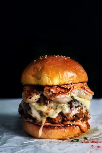 chorizo-burger-shrimp garlic burger