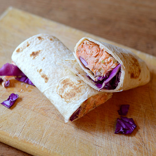 Smoked-Salmon-Wrap fish, seafood, wrap, sandwich, lunch, smoked, vegetables, dressing