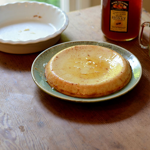 Honey-topping-added Melopita-ricotta-Greek-dessert-baking