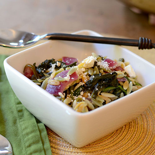 Greek-orzo-pasta-salad Greek, Orzo, Pasta, Salad, feta, spinach, vegetables, onions, cheese, dairy, herbs