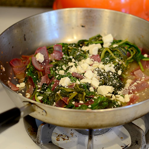 Feta-added Feta, onions, wilted spinach, garlic
