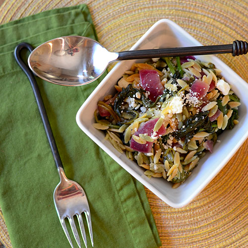 Greek-orzo-pasta-salad Greek, Orzo, Pasta, Salad, feta, spinach, vegetables, onions, cheese, dairy, herbs