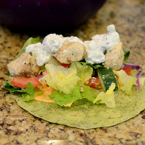 greek-chicken-wrap Greek, sandwich, wrap, chicken, yogurt, fat-free, sauce, vegetables