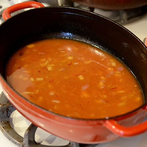 broth-and-saffron-added Broth, saffron, onions, spices