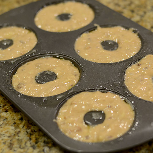 donut-dough-added-to-pan In donut pan