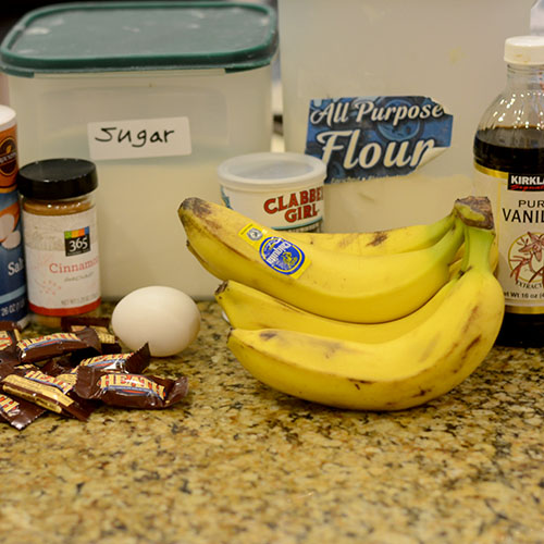 ingredients Ingredients, donut, banana, heath bar, toffee, flour, cinnamon, salt, baking powder, dulce de leche, buttermilk, vanilla