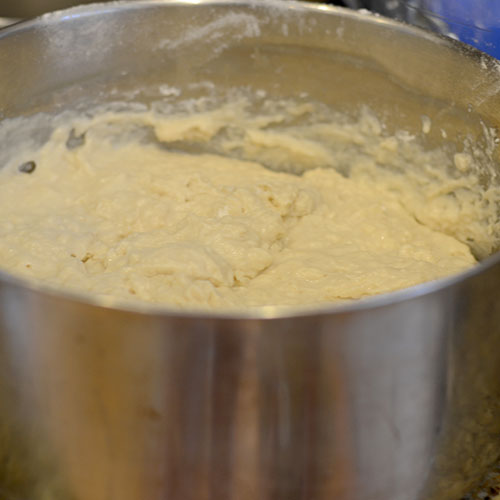 wet-and-dry-ingredients-mixed milk,vegetable oil, dry yeast, all-purpose flour, baking powder, baking soda, cinnamon, sugar, sugar, milk, butter, coffee, salt, maple extract