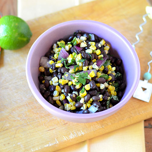 Black-Bean-Corn-Salsa black beans, corn, salsa, cilantro, lime juice, red onions, tomatoes, olive oil