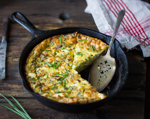 Friday-Five-Breakfast-addition green garlic potato crustless skillet quiche