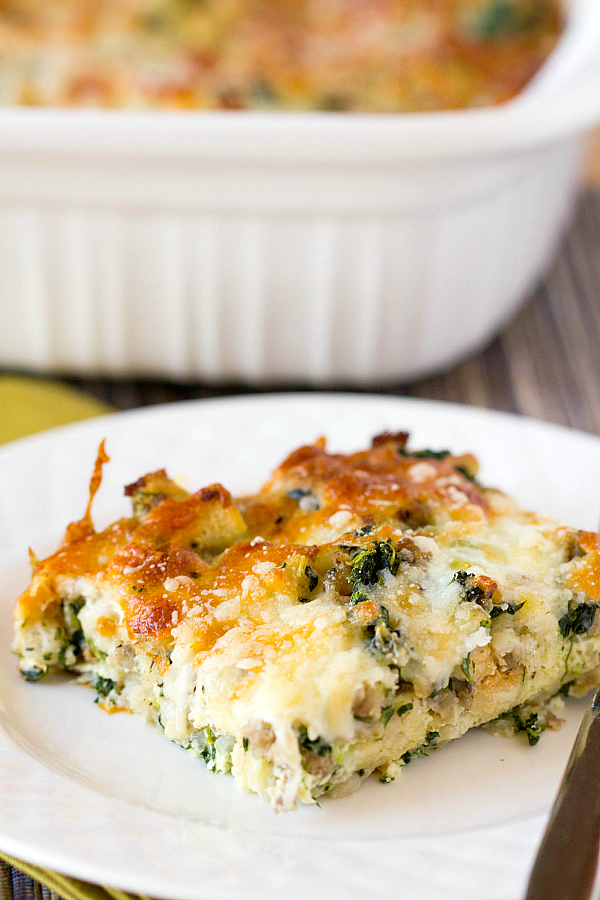 Friday-Five-Breakfast-addition sausage-spinach-bake