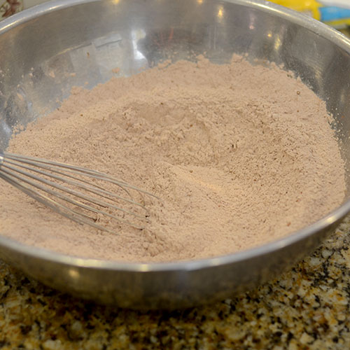 dry-ingredients Dry ingredients, flour, cocoa, salt, brown sugar