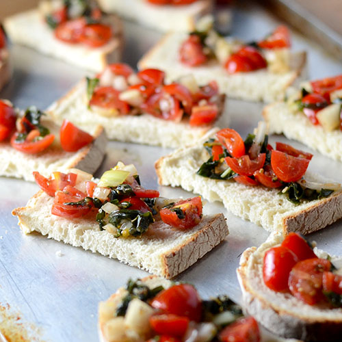 Bruschetta Bruschetta, tomatoes, herbs, basil, onions, olive oil, salt, pepper, garlic