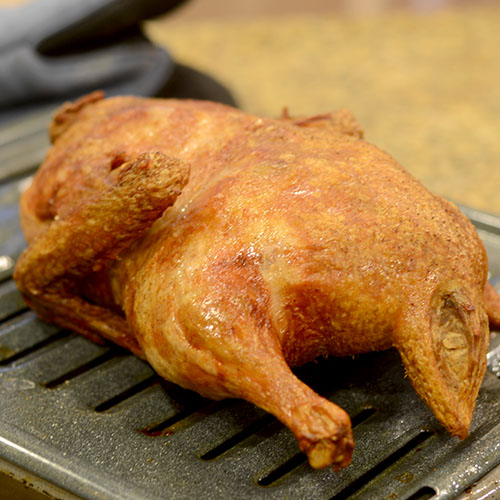 Duck-After-Baking Duck out of oven