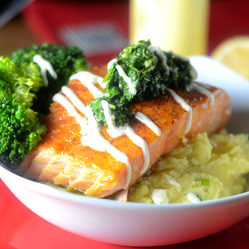 Mexican Spiced Salmon Topped with Chimichurri